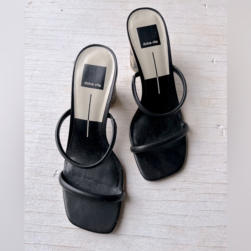 Dolce Vita Black Strappy Block Heel Sandals